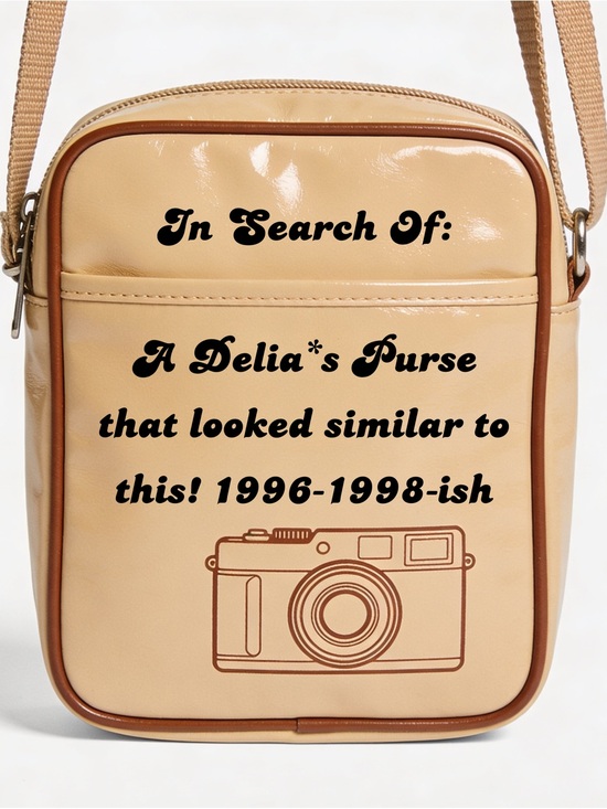 dELiA*s Handbags - ISO dELiA*s Tan and Brown Patent Crossbody Camera Bag w/ Zipper Top